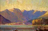 Alfred Crocker Leighton, Untitled - Mountain Lake with Buildings