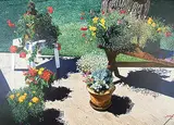 Robert Lemay, Flowers with Two Benches, 1991, oil on canvas