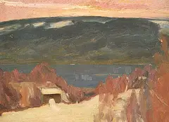 Rolf Lunde, Untitled - Norwegian Fiord, 1917, oil on plywood
