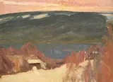Rolf Lunde, Untitled - Norwegian Fiord, 1917, oil on plywood