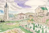 Doris Jean McCarthy, Untitled - Churchyard Scene