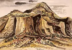 William J.B. Newcombe, Cliffs Near Kamloops, 1953, watercolour on paper