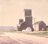 Walter J. Phillips, LaRiviere, Manitoba, 1938, colour wood block on paper