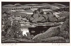 Henry Eric Bergman, The First Drops #9/50, 1933, wood block on paper