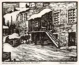 Paul Archibald Octave Caron, Roscoe's Hotel, St. Paul Street, wood block on paper