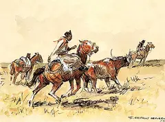 Enrique Castells Capurro, Untitled - The Round Up, 1953, watercolour on paper