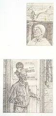 Study for Trottier Brothers by Patrick Douglass Cox, graphite on paper, sold May 2000