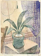 Ian Fleming, Aspidistra, 1928, colour wood block on paper