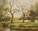 Willem Hendriks, Untitled - Farm with Cattle, oil on canvas