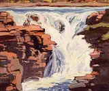 Clarence Ainslie Loomis, Athabaska Falls, Alta., oil on plywood