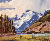 Clarence Ainslie Loomis, Mt. Athabaska, Canadian Rockies, Alberta, oil on plywood
