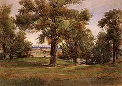 Joseph Thomas Rolph, Untitled - Summer Landscape with Artist Sketching, watercolour on paper