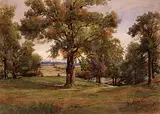 Joseph Thomas Rolph, Untitled - Summer Landscape with Artist Sketching, watercolour on paper