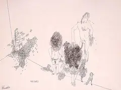 Joe Rosenblatt, The Party, 1973, ink on paper