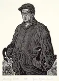 James Agrell Smith, The Goose Hunter #8/50, wood block on paper