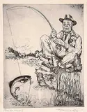 Leonard Watson, Anxious Moments, 1955, etching on paper