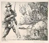 Leonard Watson, Quiet Stream, 1954, etching on paper