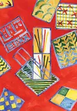 David Bolduc, Sketch for Woodcut II, 1987, watercolour on paper