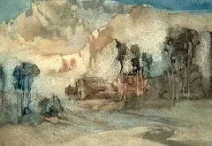 Charles John Collings, Home of the Mountain Sheep, watercolour on paper