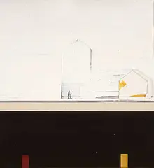 Allan Dunning, Proposal - House Building #2, 1985, mixed media on masonite