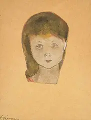 Lillian Freiman, L'enfant breton - Brittany Child, mixed media on paper