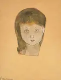 Lillian Freiman, L'enfant breton - Brittany Child, mixed media on paper