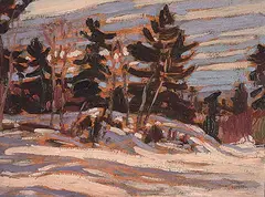 A. Y. Jackson, Untitled - Bushland, Winter/Forest Stream, 1920, oil on board