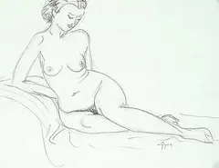 Untitled - Nude by John Goodwin Lyman, charcoal on paper, sold Nov 1999