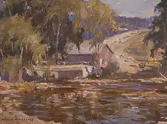 Manly MacDonald, Kingsford, Salmon River, oil on canvas board