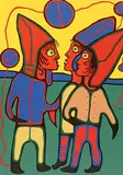 Norval Morrisseau, Untitled - Three Dream Figures, acrylic on canvas