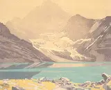 Walter J. Phillips, Lake McArthur, Canadian Rockies, 1931, colour wood block on paper