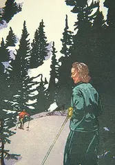 Ski Trail by Walter J. Phillips, colour woodcut on paper, sold Nov 1999