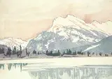 Walter J. Phillips, Rundle Winter, 1949, colour wood block on paper