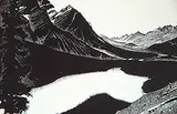 Mistaya Valley [Peyto Lake] by Walter J. Phillips, 1937, wood engraving on paper, sold Nov 1999