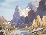 Opabin Plateau, Mt. Biddle by Margaret Shelton, 1982, watercolour on paper, sold Nov 1999
