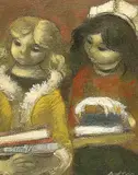 William Arthur Winter, School Girls, oil on canvas board