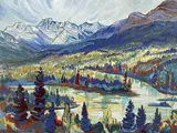 Colleen Anderson Millard, West of the Golf Course, Golden B.C., acrylic on canvas
