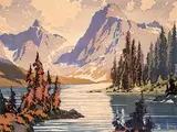 A.C. and Barbara Leighton - Barleigh, Emerald Lake #56/100, colour wood block on paper