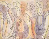 Colleen Anderson Millard, Connoisseurs, 1957, mixed media on paper