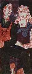 Figures #3/9 by Maxwell Bennett Bates, colour lithograph on paper, sold Nov 1999