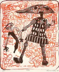Dolls #9/14 by Maxwell Bennett Bates, 1961, colour lithograph on paper, sold Nov 1999