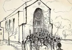 John Howard Gould, Untitled - Holy Blossom Temple, ink on paper