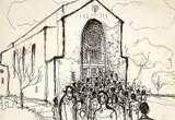 John Howard Gould, Untitled - Holy Blossom Temple, ink on paper