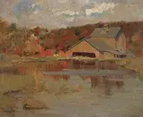 Thomas Garland Greene, Untitled - The Lumber Mill, Autumn, oil on canvas board