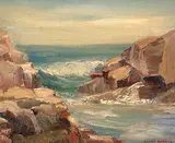 Clara Isabella Harris, Untitled - Marine Scape, oil on canvas board