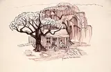 Yvonne McKague Housser, Untitled - Sitting on the Porch, felt pen on paper