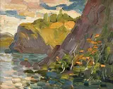 Mario Mauro, Untitled - Gaspe Coastal Scene, oil on masonite