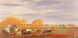William C. McCargar, Untitled - Chuckwagon Race, mixed media on masonite