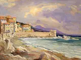 Meutone, Italy by Florence Helena McGillivray, oil on canvas board, sold Nov 1999