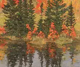 Lawrence Nickle, Pond, Autumn, Armour Twp., Sept. 79, 1979, oil on panel